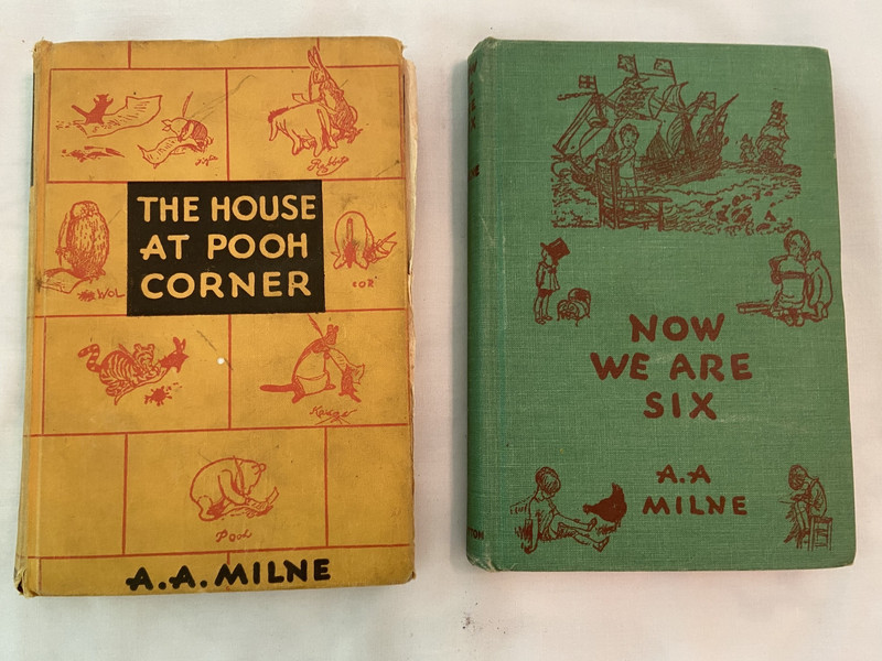 2 Vintage Winnie-the-Pooh books; AA Milne; House at Pooh Corner, Now We Are 6