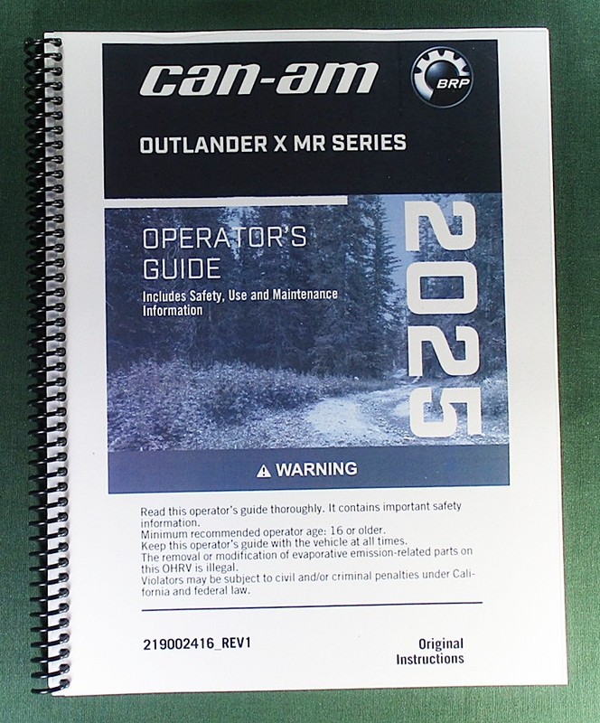 2025 Can-Am Outlander X MR 1000R Owner’s Manual: 392 Pages & Protective Covers