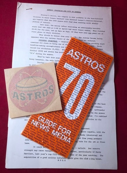 Houston Astros 1970 Media Guide w/ 7 PP Typed Astros Prospects Prospectus 1st ed