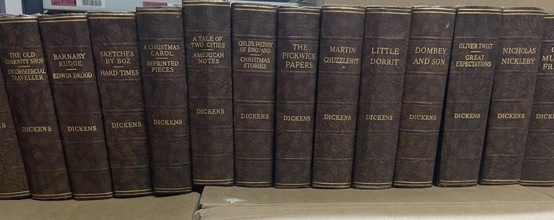 Charles Dickens 16 X book Set, Odhams Press, HB Faux Leather, c1930s