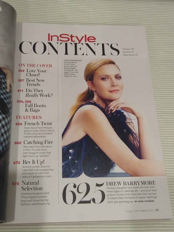Drew Barrymore InStyle Magazine September 2013 Fashion Hair 716 Pages HUGE Issue gallery