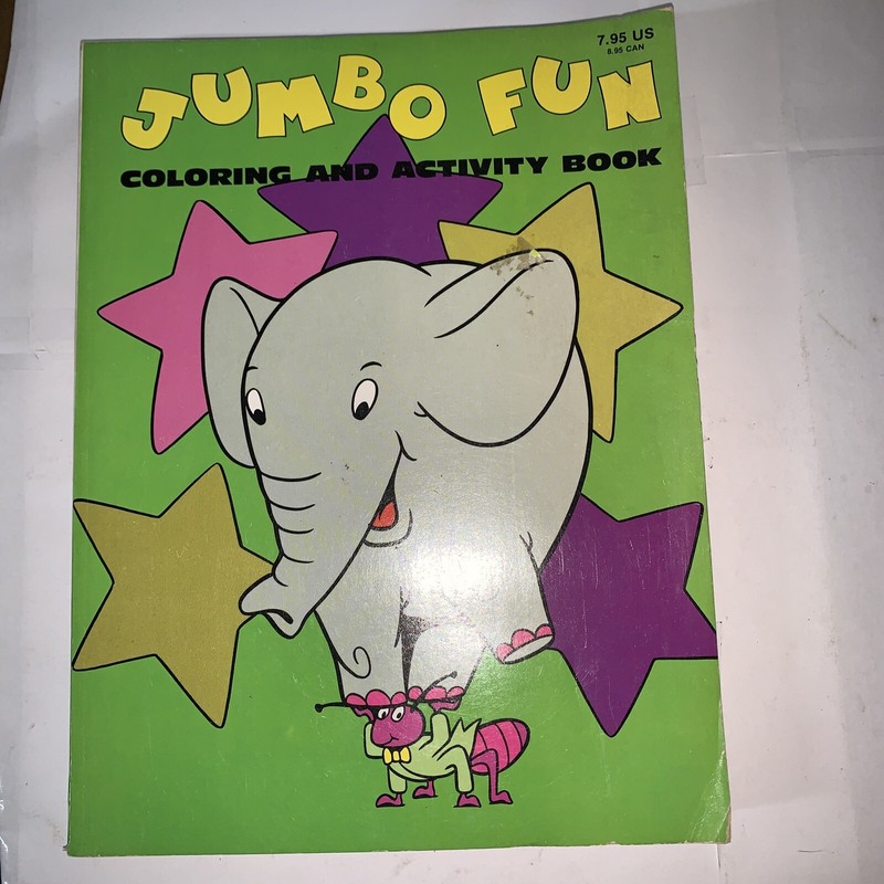 JUMBO FUN COLORING AND ACTIVITY BOOK 1987 PSI & ASSOCIATES Unused 3/4” THICK