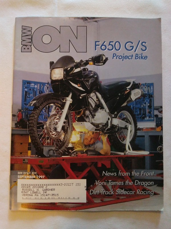 1997 September BMW Owners News Magazine: F650 G/S Project Bike (CP37)