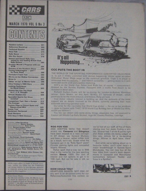 Cars and Car Conversions March 1970 featuring Lotus Elan, Europa, Hillman gallery