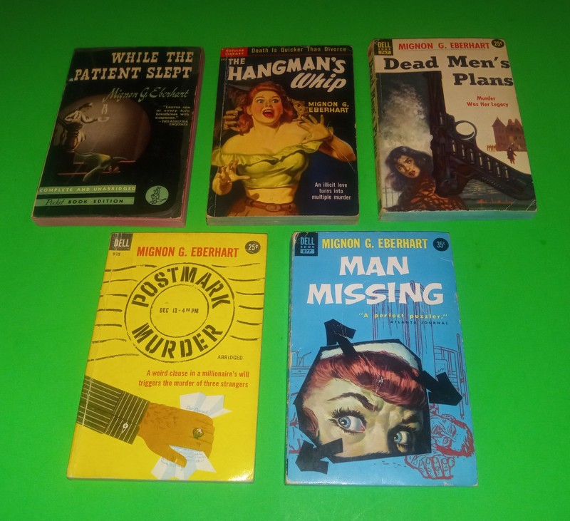 LOT OF 5 MIGNON G. EBERHART VINTAGE MYSTERY PAPERBACKS, BERLARSKI COVER