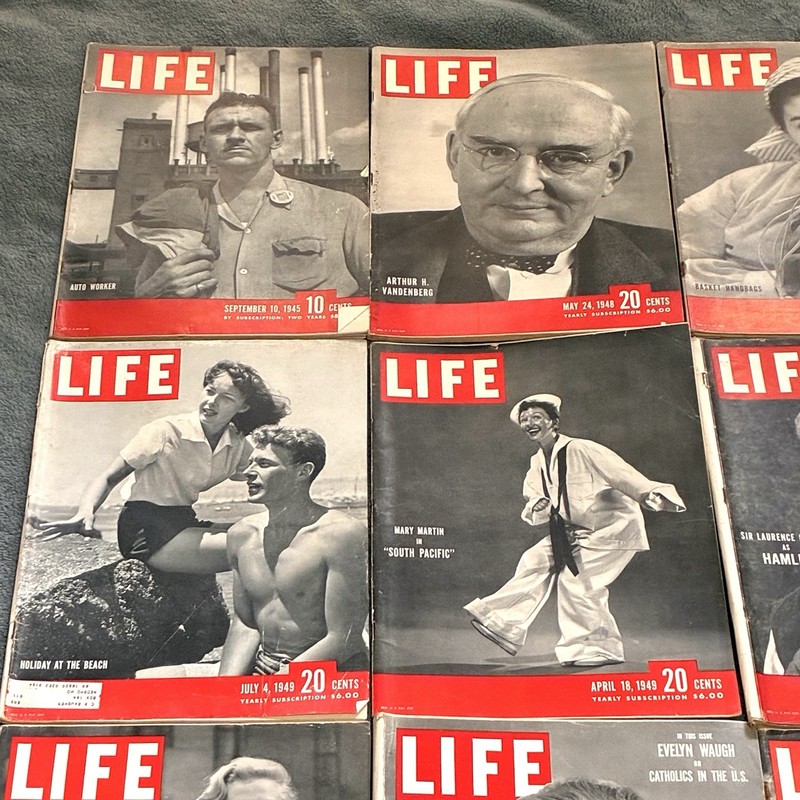 Lot of 16 Vintage LIFE MAGAZINE 1940's WWII WW2 Fashion Adverts History READ gallery