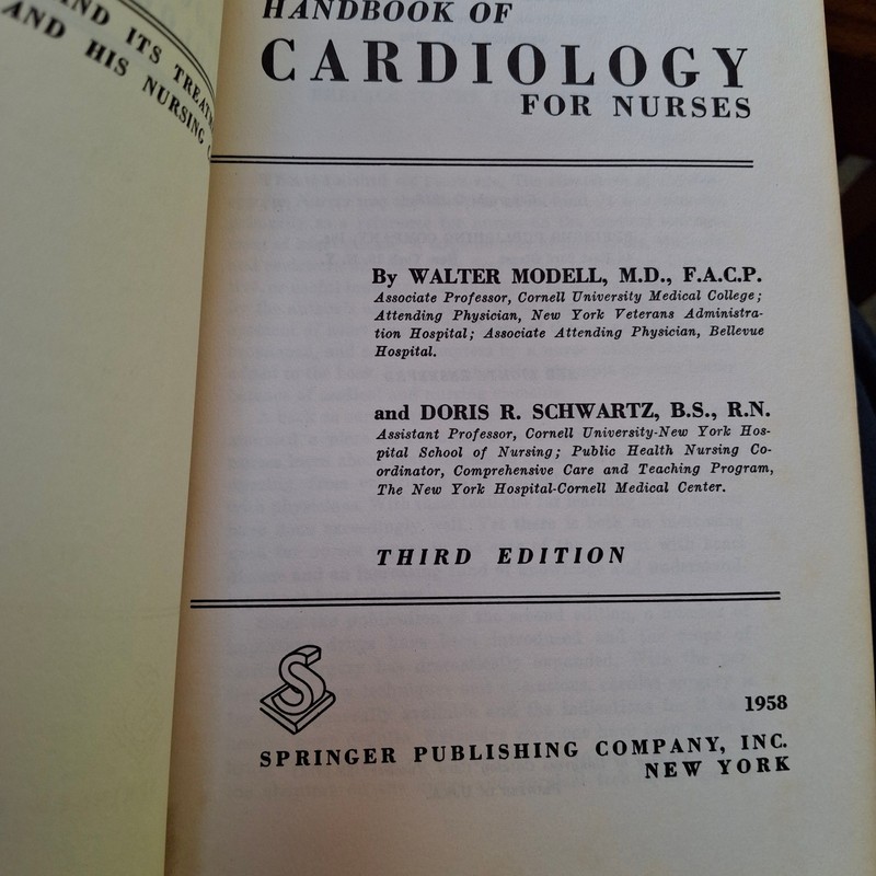 Handbook of Cardiology for Nurses 3rd Edition 1958 Springer Publishing gallery