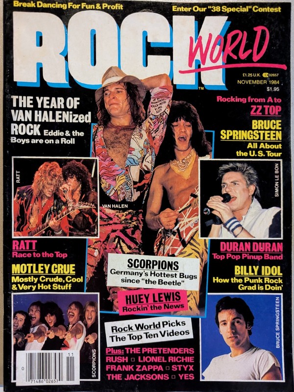 Rock World Magazine November 1984 Van Halen, Ratt, Motley Crue, Duran Duran,Rush