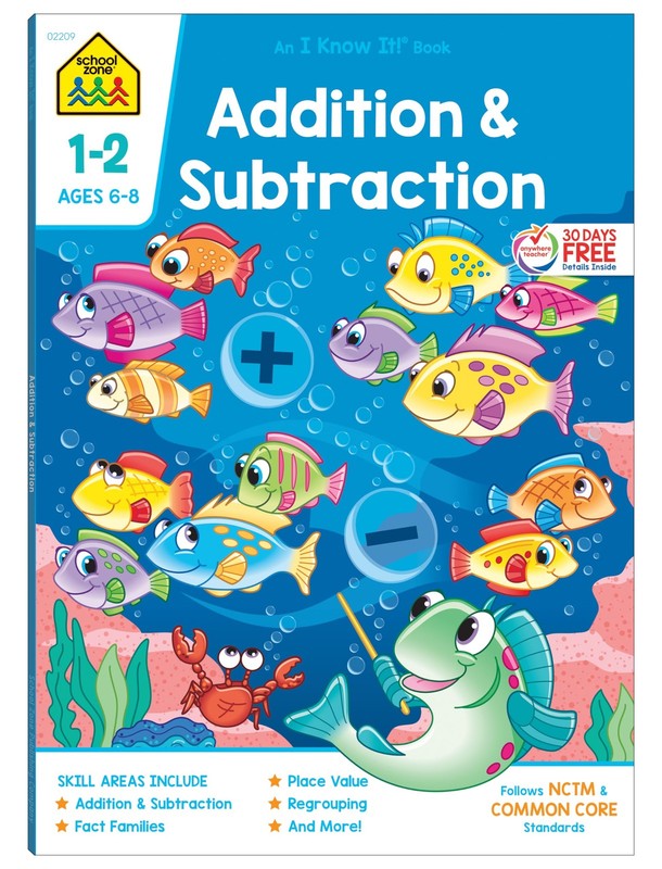 School Zone Addition & Subtraction Workbook: 64 Pages, 1st Grade, 2nd Grade,…
