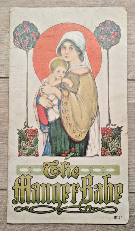 Vtg 1916 Children’s Book The Manger Babe Jesus Santa Illustrated M Evans Price
