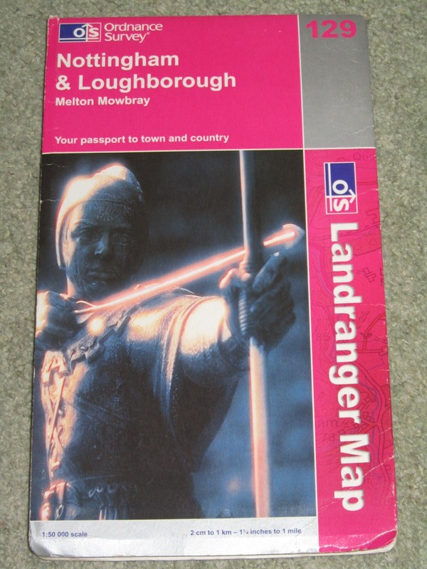 OS Ordnance Survey Landranger Map Sheet 129 Nottingham & Loughborough – 2002