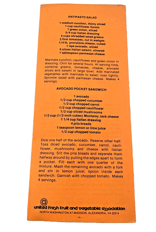 Avocados Recipe Booklet Brochure Pamphlet Vintage United Fresh Fruit & Vegetable gallery