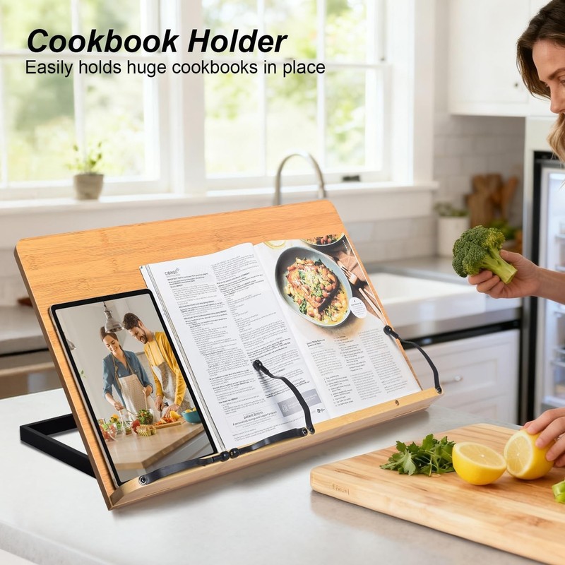 24" Oversized Large MDF Wooden Book Stand & Holder for Reading Hands Free for... gallery