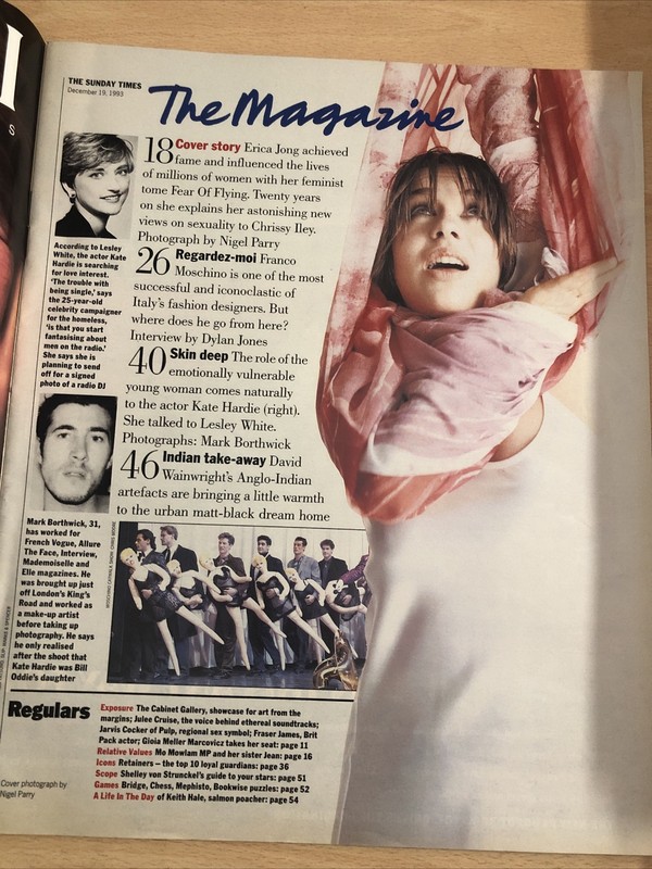 Sunday Times Erica Jong Franco Moschino Jarvis Cocker Kate Hardie gallery