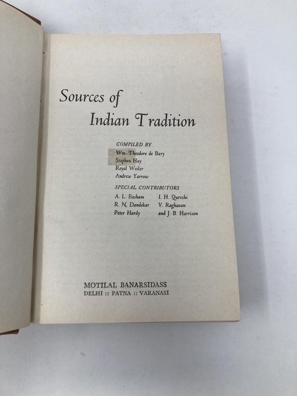 Sources of Indian Tradition by Wm Theodore de Bary First 1st Edition VG HC 1963 gallery