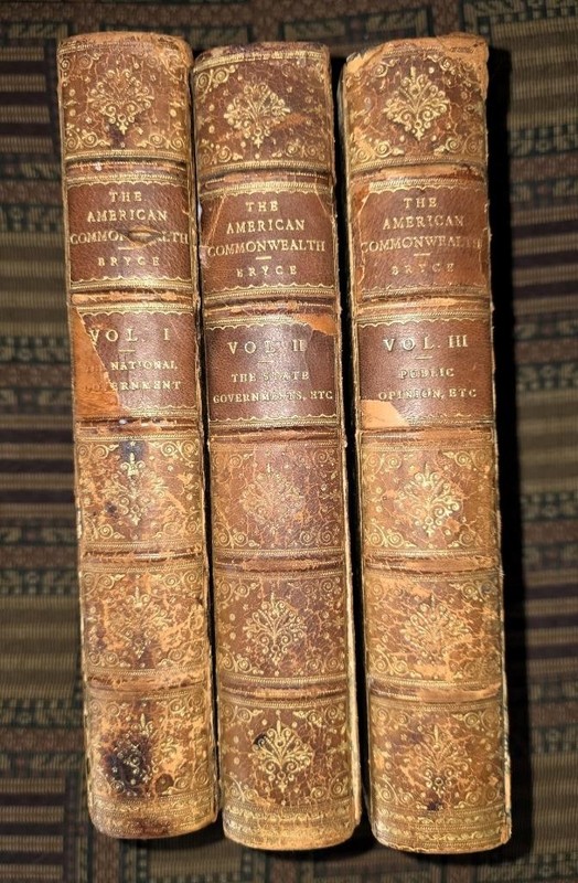 1888 1st Ed: The American Commonwealth calf leather w/color map Alfred Beit