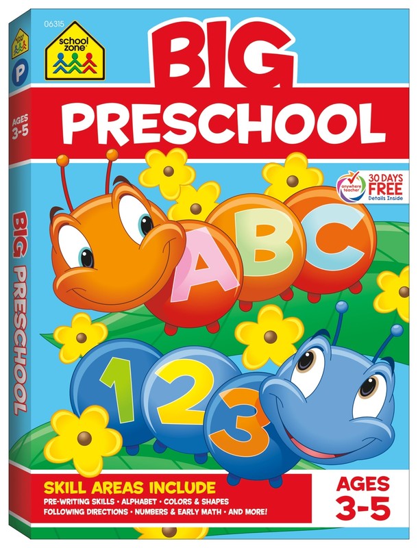 School Zone Big Preschool Workbook: Kids Learning Skills Ages 3 to 5, Handwr…