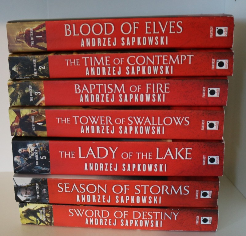 7 Andrzej Sapkowski The Witcher Series all paperback books