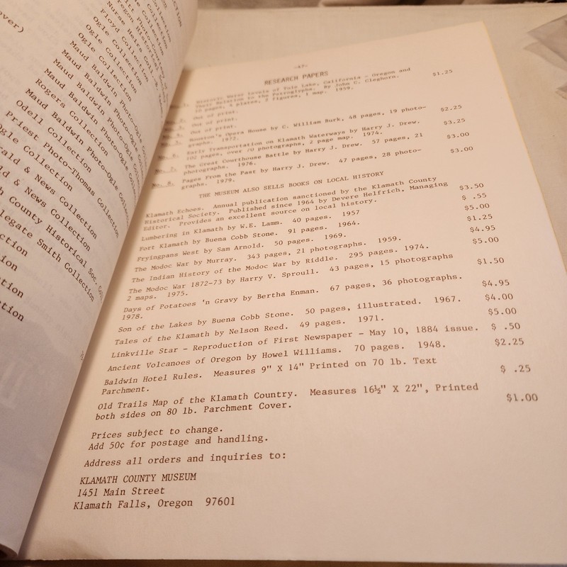 Vtg Klamath County Museum Research Paper No. 8 Pages From The Past By Harry Drew gallery