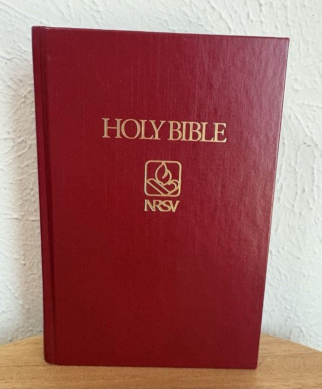 Vintage 1990 Thomas Nelson NRSV Holy Bible Red Faux Leather 3800NR Ribbon
