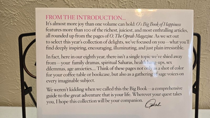 O'S BIG BOOK OF HAPPINESS Hardcover 2008 w/Photographs/Dust Jacket gallery
