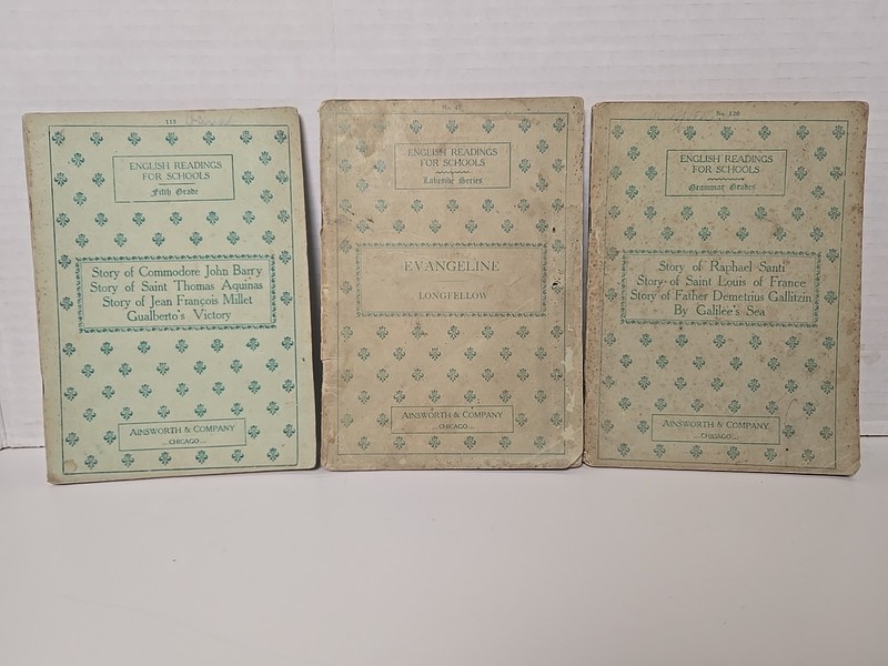 Lot of 3 Antique English Readers for School – 1906 & 1909 – Lakeside Series