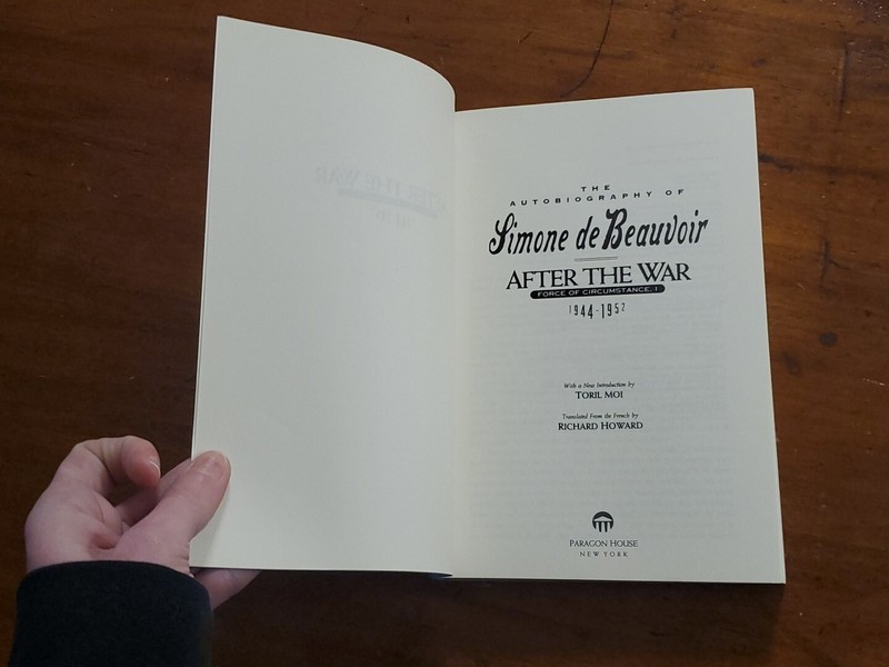 Simone de Beauvoir 1944-52 Autobiography, After the War / 1992 Paragon House gallery
