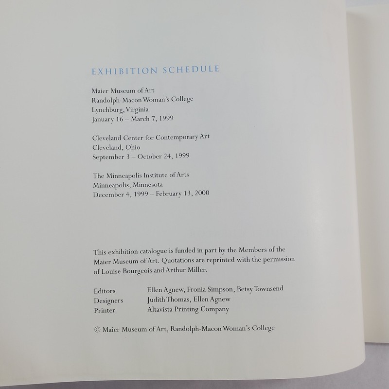 Louise Bourgeois Prints 1989-1998 Exhibition Booklet Catalog Maier Museum of Art gallery