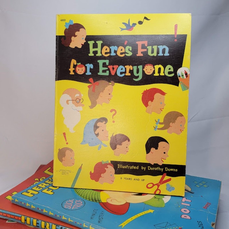 Here's Fun Activity Set of 4 Joe Naef Dorothy Downs Emma C McKean Saalfield 1955 gallery