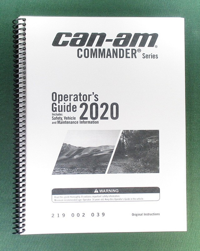 2020 Can-Am Commander Limited 1000R Owner’s Manual: 195 Pages & Clear Covers