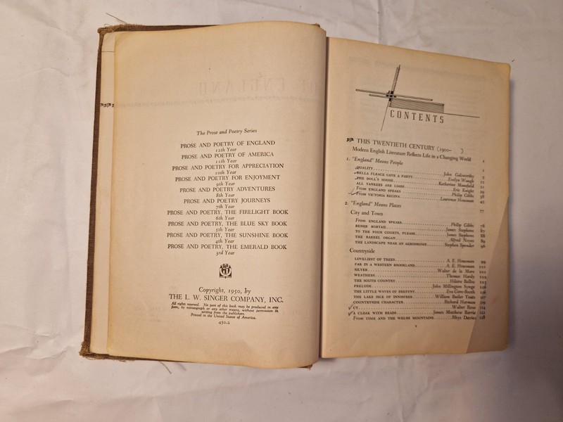 Lucas & Ward Prose and Poetry of England 4th Ed L.W. Singer 1950 Wiser gallery