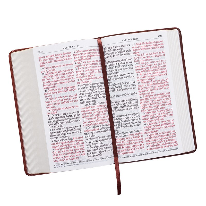 The Holy Bible King James Version Giant Print Tan/Brown / Jesus words in red gallery