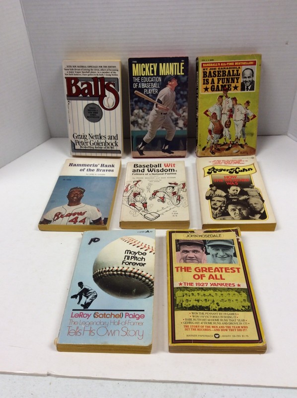 VINTAGE BASEBALL PAPERBACKS Lot of 8 Mantle, Paige, 1927 Yankees
