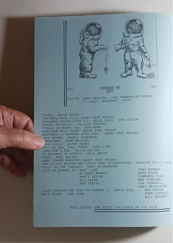FARRAGO SF FANZINE #6 1977 DONN BRAZIER WILLIAM ROTSLER BEN INDICK RAOLD DAHL gallery