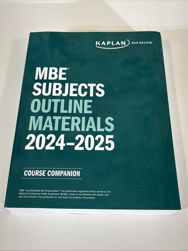 2024-2025 Kaplan Bar Review Multistate Bar Exam MBE Subjects Outline Materials
