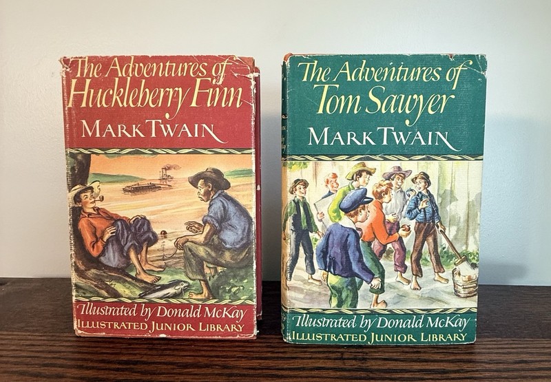 The Adventures Of Tom Sawyer 1946 & Huckleberry Finn 1948 Mark Twain 2 Books