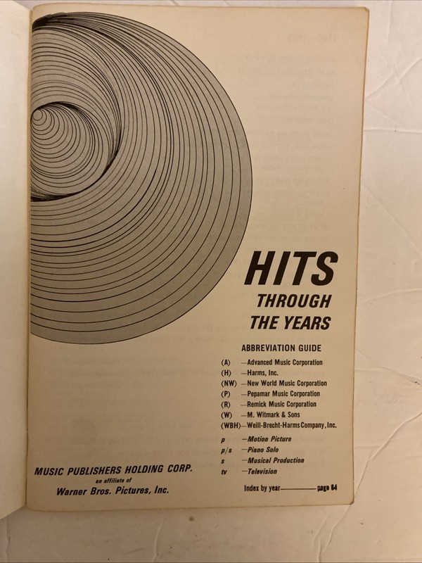 Music Publishers Holding 1890-1966 Music Hits Through The Years Warner Music gallery