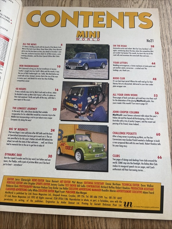 Mini World Magazine January 1994 - John Cooper Column, Mini Rally History gallery