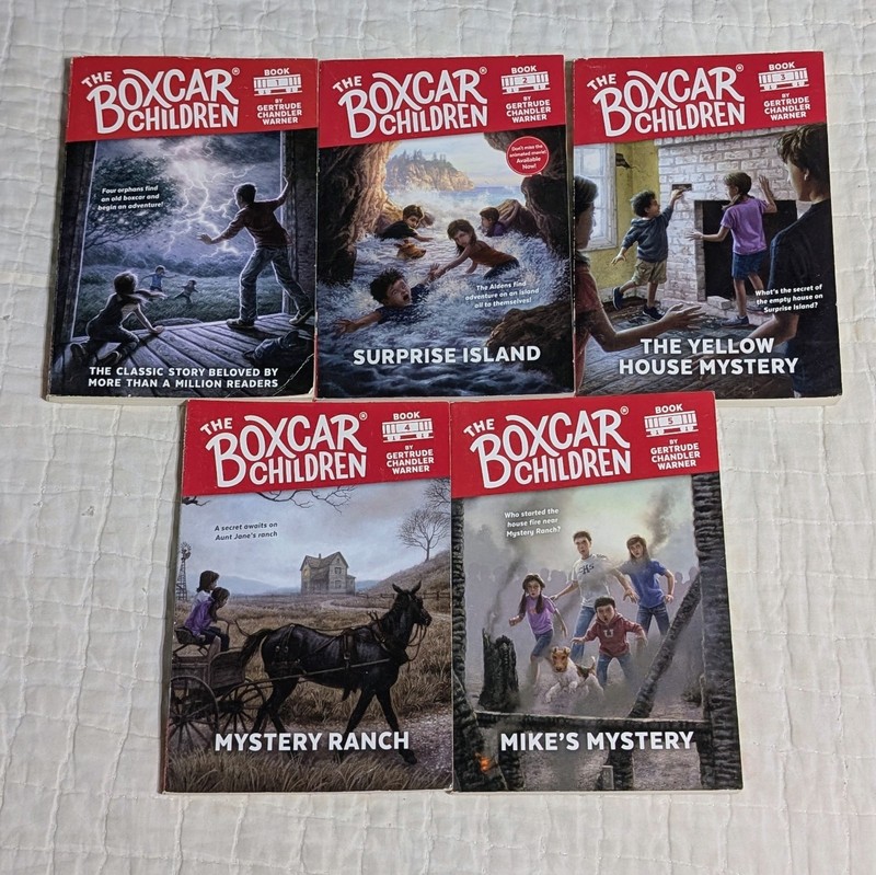 (5) The Boxcar Children Books 1-5 Gertrude Chandler Warner Trade PB Mystery YA