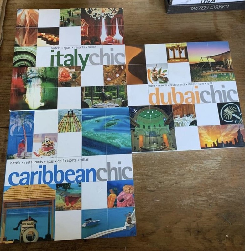 Set Of 3 Italy, Caribbean, And Dubai Chic Books Restaurants Hotels Villas Shops
