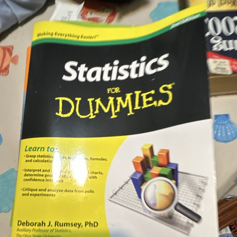 Statistics For Dummies by Deborah J. Rumsey, Wiley Paperback Textbook