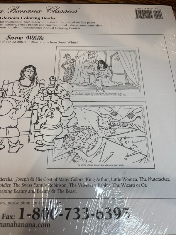 Snow White Nana Banana Large Coloring Book Vintage Sealed 32 Pages 20” X 14” gallery