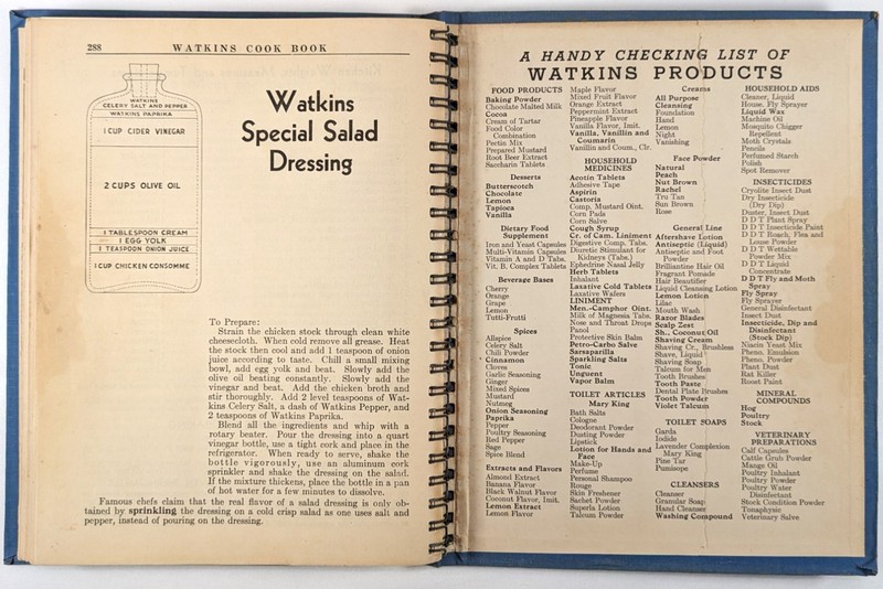 Vintage 1945 Watkins Cook Book Sixth Edition by Elaine Allen J.R. Watkins Co. gallery