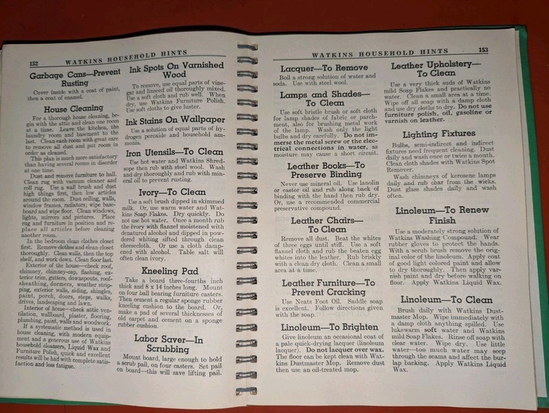 Watkins Household Hints Book 1941 HC Spiral Binding , J.R. Watkins Co. 3rd ed. gallery