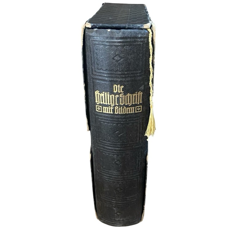 German Bible The Holy Scripture Pictures 1936 Cardboard Sleeve Slipcase Black