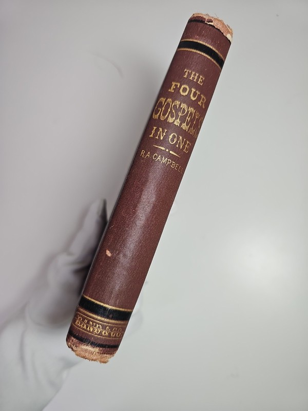 Antique Christian Bible Book The Four Gospels in One Robert Allen Campbell 1875 gallery
