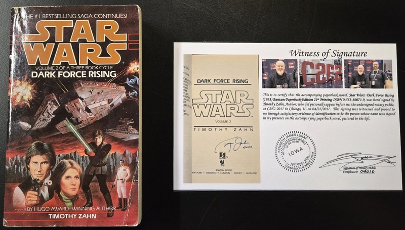 Star Wars: Dark Force Rising (1993) 21st Print SIGNED Timothy Zahn Notarized WOS
