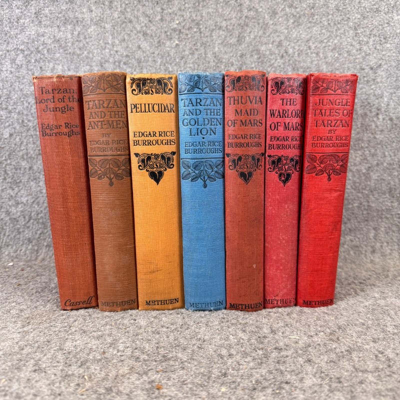 Lot Of 7 Vintage Edgar Rice Burroughs Hardcover Books Tarzan Etc Early 1900’s