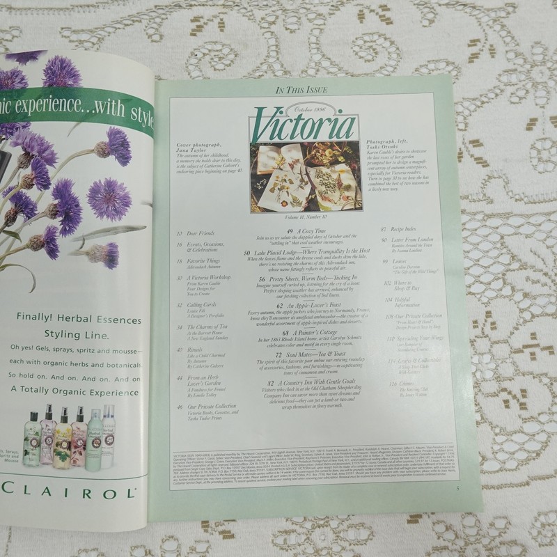 Victoria Magazine October 1996 Vol 10 No 10 Autumn Fall Decor Lifestyle Home gallery