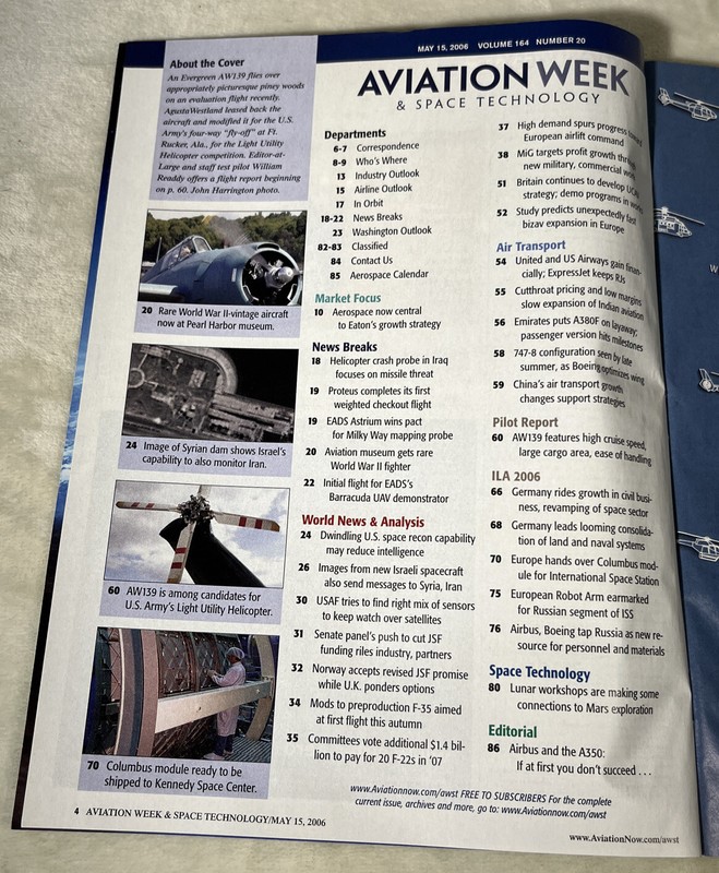 Aviation Week & Space Technology Magazine May 15 2006 Flying The AgustaWestland gallery